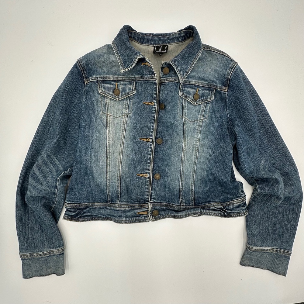 INC International Concepts Cotton Denim Long Sleeved Jacket Button Up